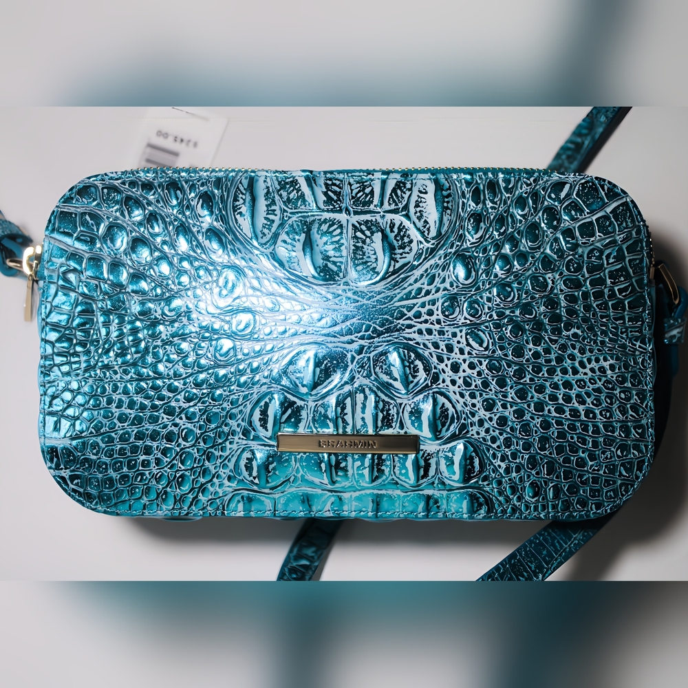 💙NWT BRAHMIN Danica CROSSBODY AQUA Potion Melbourne Genuine Leather Durable